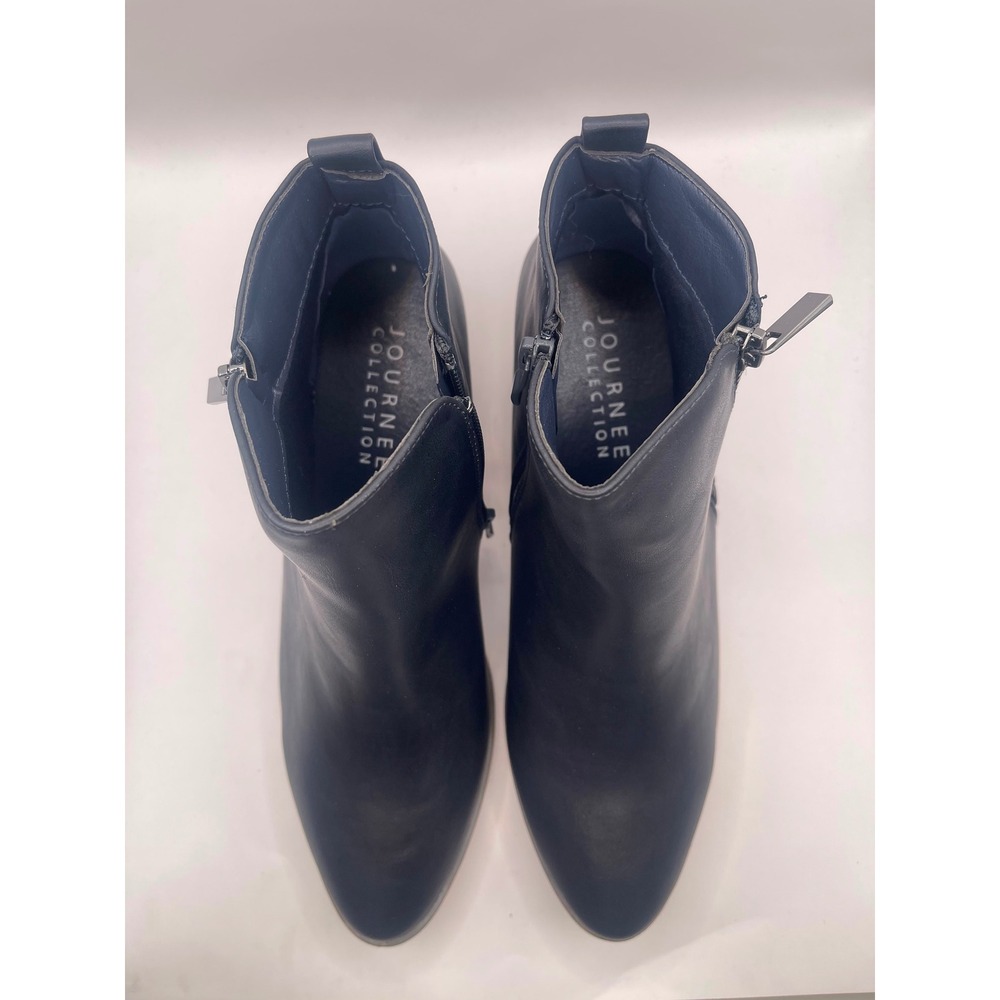 Journee Collection Rebel Navy Blue Ankle Boots Block Heel Side Zip Womens 12 - Picture 4 of 7